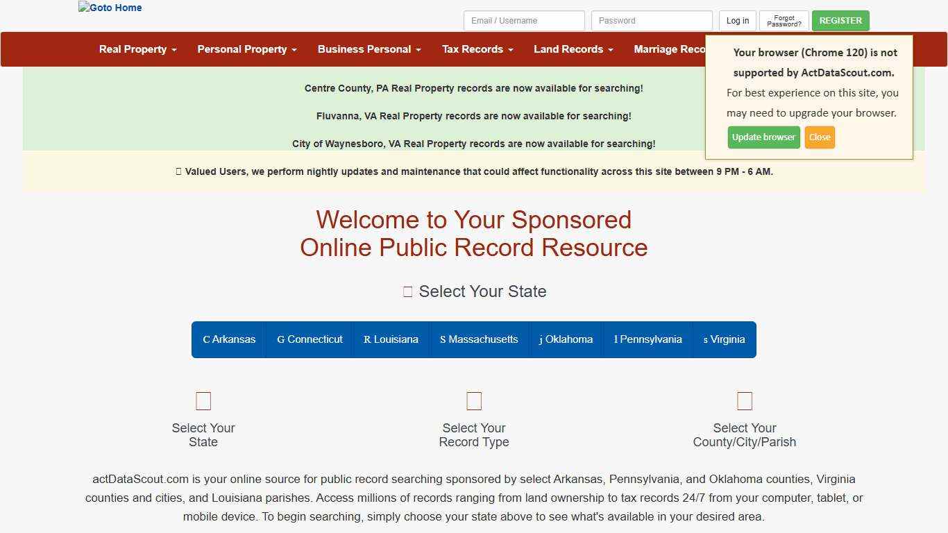 actDataScout - County / Parish Sponsored Public Records